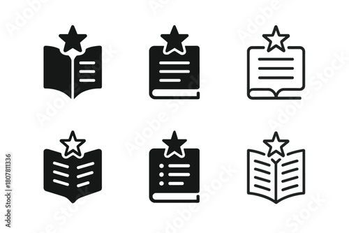 Best-Seller Icon Variations. Best-seller lists. Icon set. Set Logo of best-sellers: laurel wreath and book. harmonious logo variations of the same emblematic