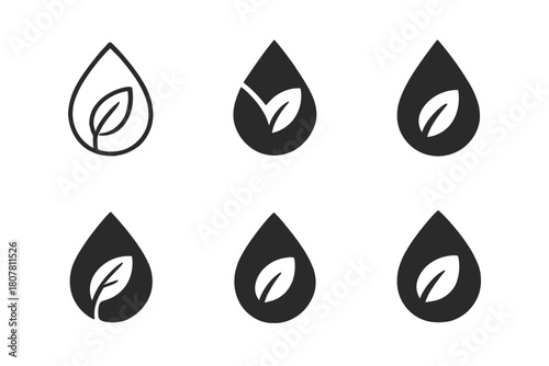 Coffee and Tea Icons. Coffee and tea. Icon set. Set Logo of coffee and tea: coffee bean. harmonious logo variations of the same emblematic concept, each with