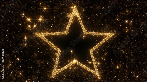 Glittering star, 3d animation with black background, MP4 video.