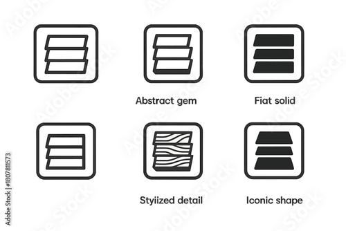 Cladding Icon Variations. Cladding samples on board. Icon set. Set Logo of Cladding samples on board: building facade material layout. harmonious