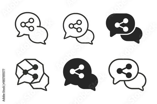 Collaboration Logo Variations. Digital collaboration platforms. Icon set. Set Logo of collaboration: cloud-based teamwork. harmonious logo variations of the