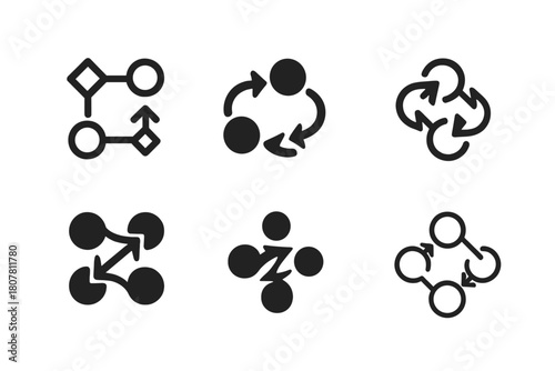Digital Collaboration Logos. Digital collaboration platforms. Icon set. Set Logo of collaboration: shared workspace screen. harmonious logo variations of the