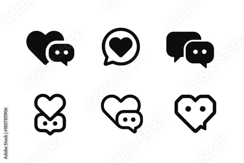 Diverse Social Media Icons. Social media KPIs list. Icon set. Set Logo of Social media KPIs list: likes and comments count. harmonious logo variations of the