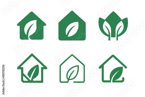 Eco Travel Logos. Socially responsible travel. Icon set. Set Logo of socially responsible travel: eco-friendly accommodation. harmonious logo variations of the