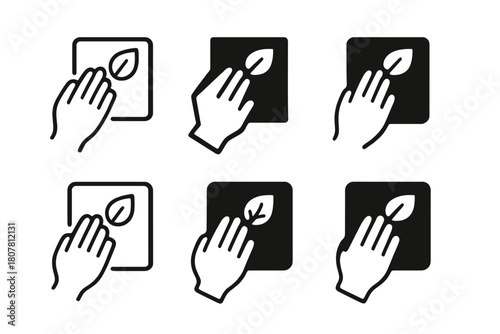 Eco-friendly Cleaning Icons. Eco-friendly cleaning. Colorful isometric vector icons set of Eco-friendly cleaning: bamboo broom, biodegradable trash bag,