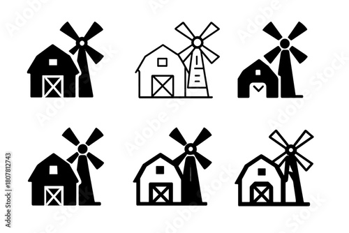 Farm Life Logos. Family farm life and traditional agricultural practices. Icon set. Set Logo of harvest: bundle of wheat stalks. harmonious logo variations of