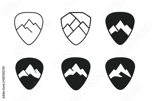 Festival Logo Icons. Summer music festival themes and decor. Icon set. Set Logo of Summer music festival themes and decor: colorful tent and banner. harmonious