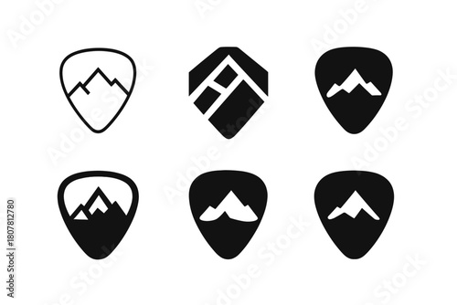 Festival Logo Icons. Summer music festival themes and decor. Icon set. Set Logo of Summer music festival themes and decor: colorful tent and banner. harmonious