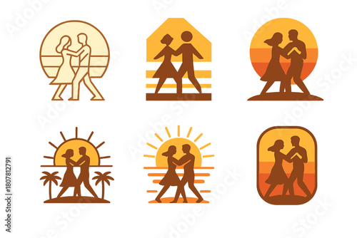 Festival Logo Variations. Music festival flyer. Icon set. Set Logo of music festival flyer: festival tent. harmonious logo variations of the same emblematic