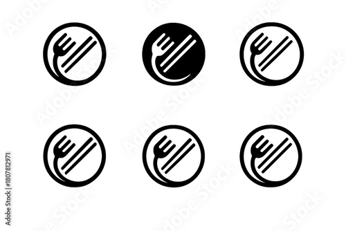 Fusion Cuisine Logos. Cuisine fusions. Icon set. Set Logo of cuisine fusions: chef hat with two flags. harmonious logo variations of the same emblematic