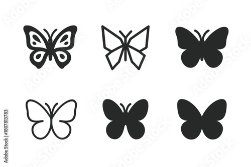 Biodiversity Logo Variations. Biodiversity preservation. Icon set. Set Logo of biodiversity preservation: butterfly. harmonious logo variations of the same