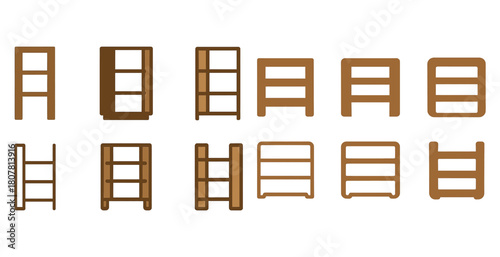 Brown minimalist bookshelves collection in various designs and styles