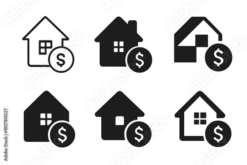Real Estate Icons. Investing in real estate. Icon set. Set Logo of Investing in real estate: House. harmonious logo variations of the same emblematic concept,