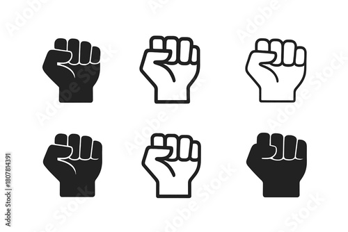 Martial Arts Logo Set. Mixed martial arts and combat sports. Icon set. Set Logo of mixed martial arts: clenched fists symbolizing strength and focus.