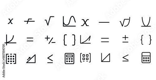 Mathematical symbols and graphical notations for algebra and calculus