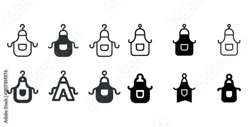 Variety of simple apron icons in multiple designs and styles