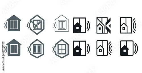 Smart home icon set: wireless technology and connectivity symbols for homes