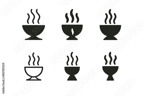 Therapy Logo Variations. Alternative therapies for stress relief. Icon set. Set Logo of alternative therapies for stress relief: incense burner. harmonious