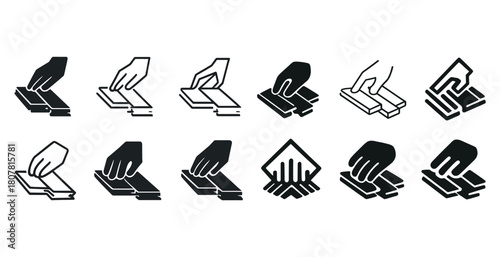 Minimalist hand icons demonstrating various gestures and movements