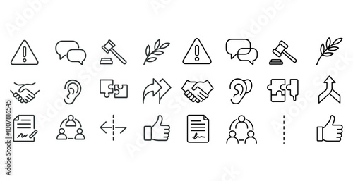 Collection of communication and collaboration icon designs