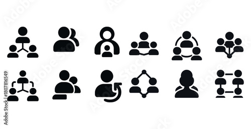 Collection of black silhouettes representing communication and teamwork