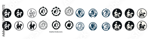 Disability-friendly icons: hearing, accessibility, event symbols