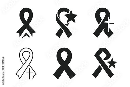 Memorial Traditions Logos. Remembering loved ones with special memorial traditions. Icon set. Set Logo of remembering loved ones with special