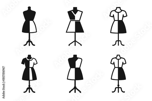 Fashion Logo Variations. Mixing and matching outfits. Icon set. Set Logo of mixing and matching outfits: fashion mannequin. harmonious logo variations of the