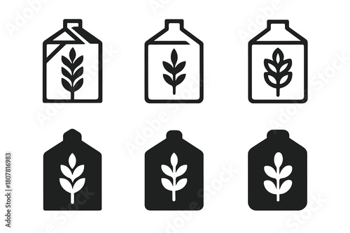 Grain Silo Icons. Grain silo. Icon set. Set Logo of grain silo: silo with grain icon. harmonious logo variations of the same emblematic concept, each with