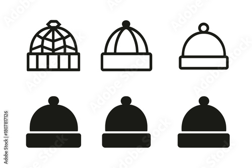 Street Style Logos. Street style fashion. Icon set. Set Logo of Street style fashion: Beanie hat. harmonious logo variations of the same emblematic concept,