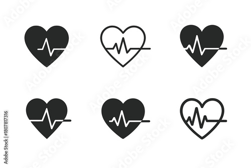 Sorrowful Heartbeat Icons. The quiet sorrow of living with chronic conditions. Icon set. Set Logo of The quiet sorrow of living with chronic conditions: