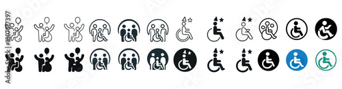 Diverse accessible icons in various styles