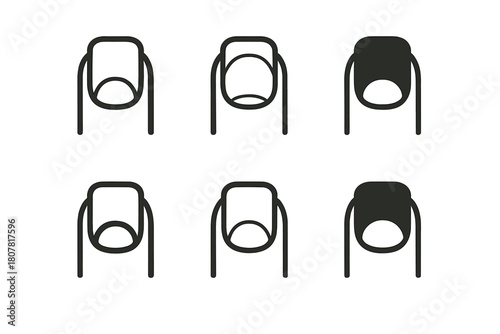 Natural Nail Logo Collection. Natural nails. Icon set. Set Logo of natural nails: clean nail bed with highlighted lunula. harmonious logo variations of the