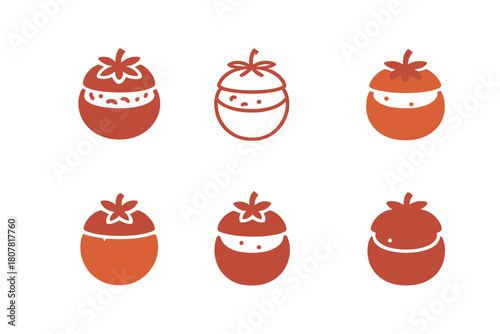 Stuffed Vegetable Logos. Stuffed vegetables. Icon set. Set Logo of Stuffed vegetables: Stuffed tomato. harmonious logo variations of the same emblematic