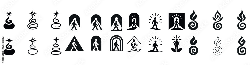 Fototapeta premium Abstract symbol collection: human silhouettes and stylized elements