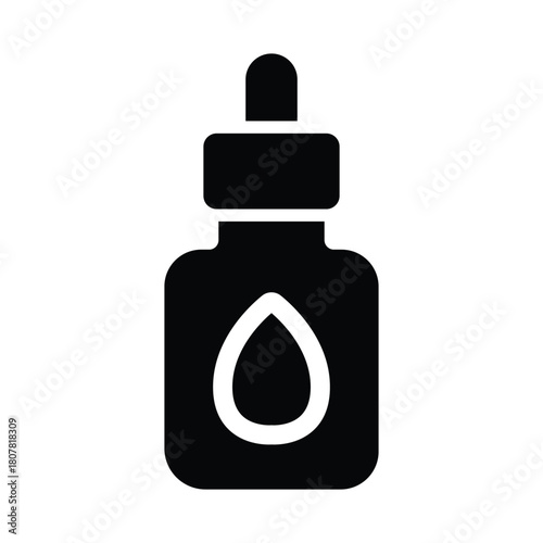 Dropper Bottle Icon – Monochrome Liquid Symbol