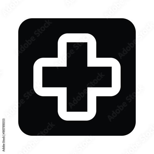 Medical Cross Icon – Monochrome First Aid Symbol