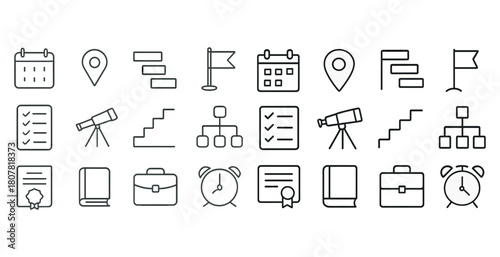 Minimalist icon set for planning, organization, and time management