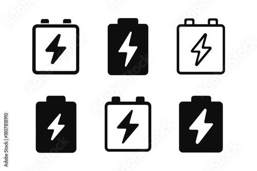 Energy Storage Logos. Energy storage batteries. Icon set. Set Logo of Energy storage batteries: Renewable energy storage. harmonious logo variations of the