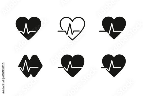Sorrowful Heartbeat Icons. The quiet sorrow of living with chronic conditions. Icon set. Set Logo of The quiet sorrow of living with chronic conditions: