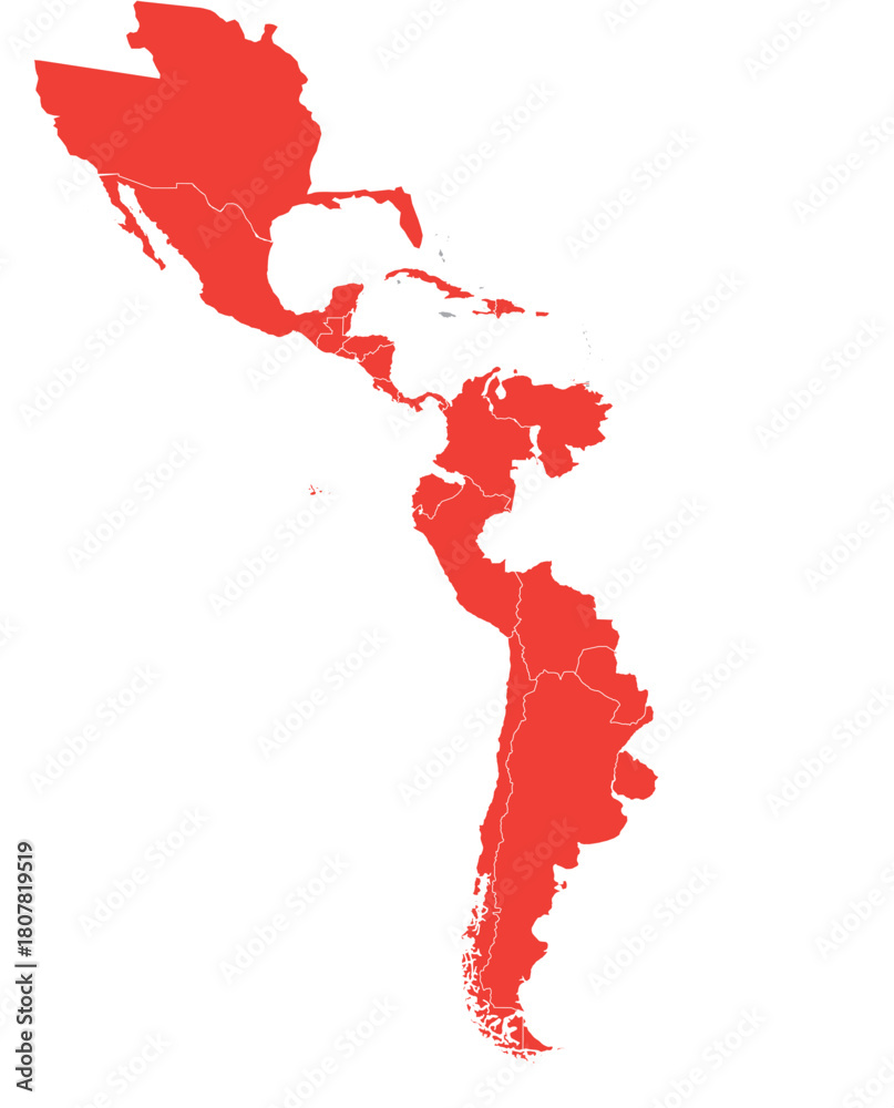Fototapeta premium Spanish Empire in the Americas Isolated Map Editable Vector