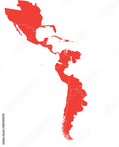 Spanish Empire in the Americas Isolated Map Editable Vector
