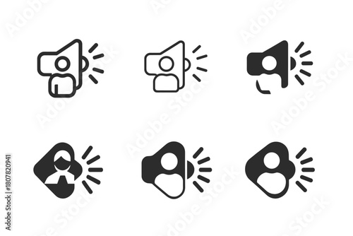 Diverse Digital Logos. Personal branding online. Icon set. Set Logo of Personal branding online: Social media icons. harmonious logo variations of the same