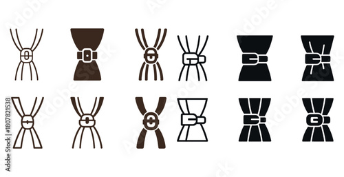 Collection of fashionable bow tie icons in various styles and colors