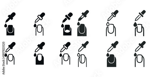 Nail care icons: dropper and cuticle oil illustrations