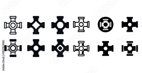 Collection of universal joint icons in various designs