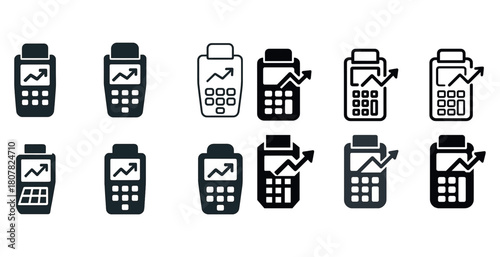 Point of sale icons showing market growth and statistical trends