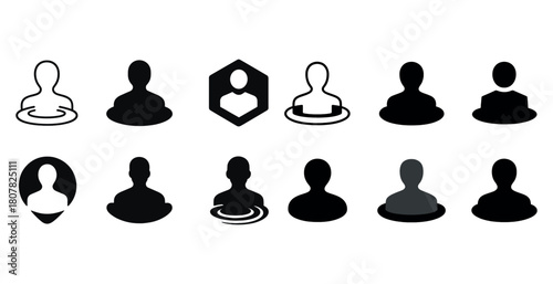 Diverse user icon set with male and female silhouettes in various styles