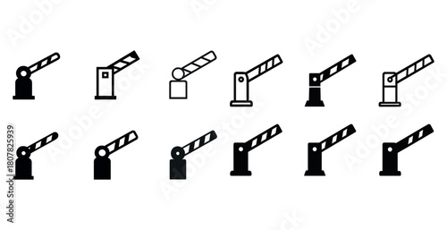 Collection of barrier gate icons in various styles