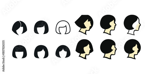 Silhouette haircut styles and profiles of women